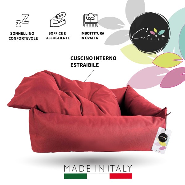 CREA Bed - Cuccia per cani e gatti idrorepellente resistente ai graffi, realizzata a mano in Italia. (BORDEAUX) Crea 39,90 €