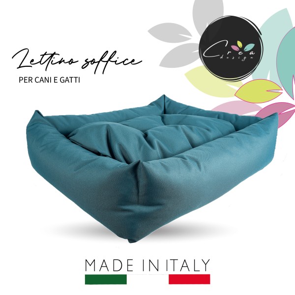 CREA Bed - Cuccia per cani e gatti idrorepellente resistente ai graffi, realizzata a mano in Italia. (VERDE PETROLIO) Crea 39...
