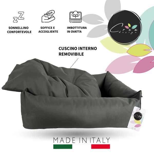 CREA Bed - Cuccia per cani e gatti idrorepellente resistente ai graffi, realizzata a mano in Italia. (ANTRACITE) Crea 39,90 €